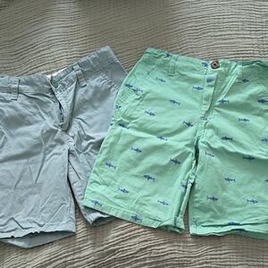 Boy's Green And Shark Print Shorts With Adjustable Waist